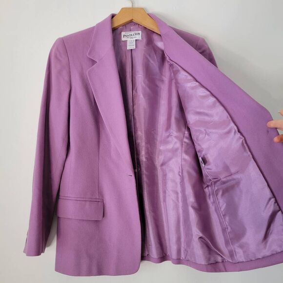Pendleton 100% Virgin Wool Blazer Size 6 Petite Lilac Lined Classic Career Jacke - Picture 8 of 9